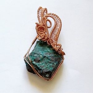 Copper Color Wire Wrapped Stone Pendant